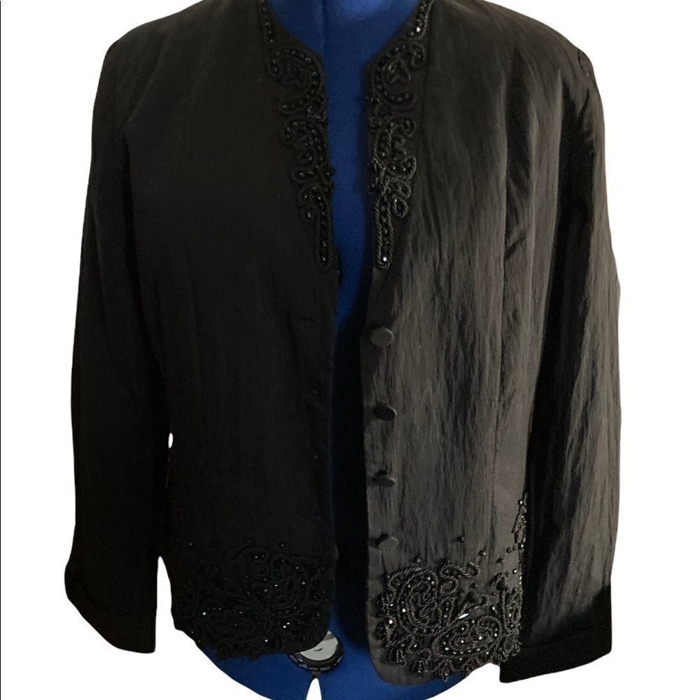 COLDWATER CREEK, Women’s Black Sequined, Button Down Blazer , Size 14‎